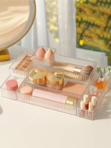 4 szt. wielokomorowych przegródek do szuflad – plastikowe tacki do przechowywania w kuchni, łazience i biurze – odpowiednie do porządkowania pudełek na kosmetyki i biurek - Wielokolorowe - Zobacz 3