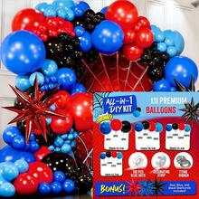 Balloon Arch Set, Includes Star Burst Foil Balloons And Navy Blue, Red, Black, Silver Latex Balloons, Suitable For Superhero Baseball Theme Wreaths, Miles Theme, Fits 1st, 2nd, 3rd, 4th, 5th Birthday Parties - Spider Theme - View 14
