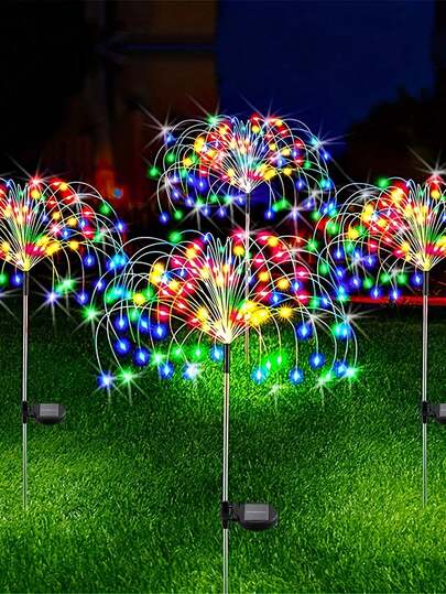 1 pièce Dernière version 120 LED Guirlandes solaires, 8 modes clignotants Éclairage extérieur Lampes de pelouse, Éclairage de jardin, Convient pour la cour, le chemin, le paysage du pont (Multicolore, Blanc chaud)