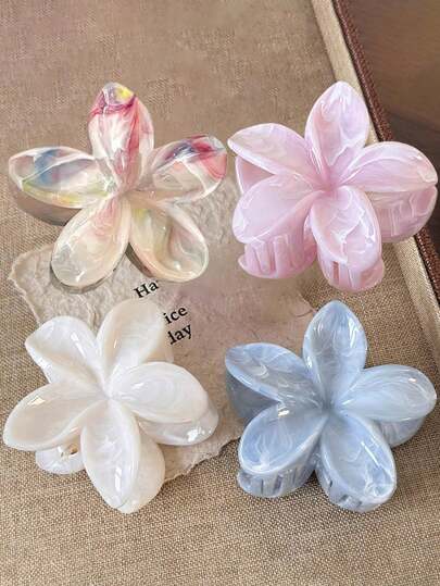 3/2/1pc Large Acrylic Ombre Flower Hair Claw Clips, Simple & Elegant Design, Suitable For Updo, Casual Or Travel Wear,Flower Claw