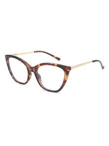 1 Pair Women's Leopard Print Cat Eye PC Frame Retro Personalized Fashion Daily Commute Stylish Clear Glasses - Multicolor - View 2