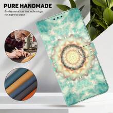 GLANDOTU 夢幻發光曼陀羅圖案 PU 皮革手機錢包 卡槽掛繩翻蓋支架手機殼，兼容多款手機品牌與型號 - 彩色 - 查看 5