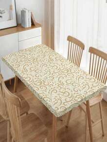 1 pieza Mantel de estilo estadounidense a la moda con estampado, mantel de poliéster impermeable adecuado para restaurante, cafetería, picnic al aire libre, decoración de mesa de jardín, primavera/verano - B - Ver 5