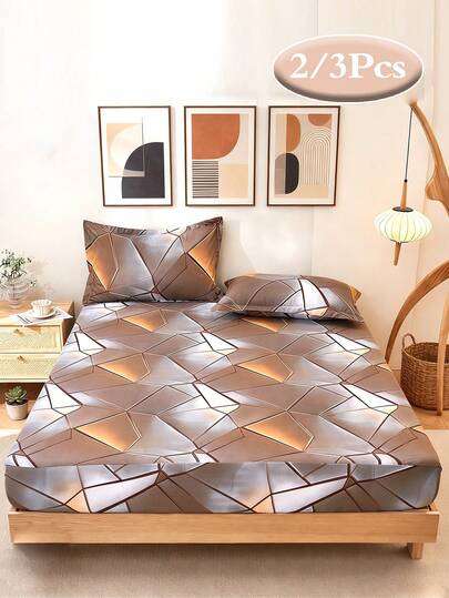 Bộ ga trải giường in họa tiết thân thiện với da (2/3 món), bộ đồ giường in họa tiết, tấm bảo vệ nệm, ga phủ giường, tấm trải giường, đồ dệt gia dụng thoải mái, tấm bảo vệ nệm thoáng khí chống xù lông, trang trí nhà cửa, phù hợp với mọi kích cỡ giường - giường đôi, giường cỡ Full, giường cỡ Queen, giường cỡ King, dùng được cả bốn mùa, ga phủ giường chống bụi, có thể giặt máy.