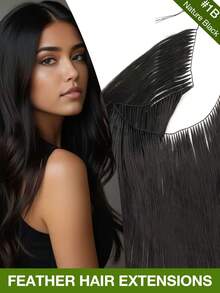 Extensiones de Cabello con Punta de Pluma Invisible, Extensiones de Cabello Humano No-Remy con Línea de Pesca Natural Invisible para Coser y Micro Loop, Adecuadas para Todas las Mujeres y Etnias, Volumen y Brillo de Grado de Salón, Accesorio de Cabello Versátil - Multicolor - Ver 26
