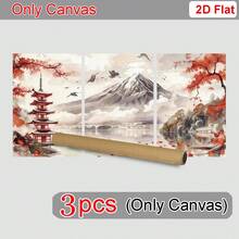 3幅日式风景帆布墙画装饰画 - 复古风景油画和红庙无框高清海报,适用于卧室、客厅、家庭办公室装饰 - 日本風景畫 - 查看 10