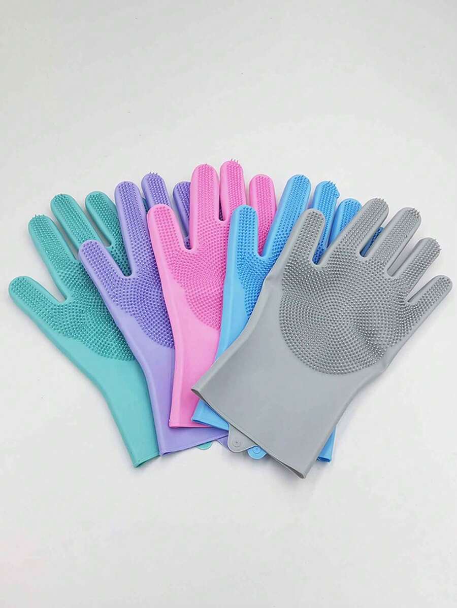 1pc Silicone Dishwashing Gloves, Durable Waterproof Rubber Gloves For Bathing - Type a - View 1