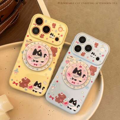 Giá đỡ điện thoại từ tính hình mèo dễ thương Kavenfort, phù hợp với 17 Pro Max, 16 inch, thiết kế hoạt hình nhiều màu sắc, chất lượng cao, kiểu dáng hoạt hình hình học sáng tạo, đáng yêu, độc đáo, đáng để đăng lên mạng.