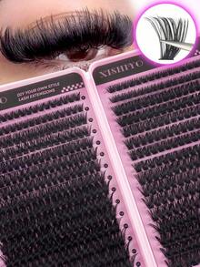 640/576/423pcs DD Curled False Eyelashes, High Capacity, Suitable For DIY At Home, Beginner-Friendly, DIY Segmented False Eyelashes, Large Capacity, Dense & Fluffy False Eyelashes, Can Extend Lashes To Enlarge Eyes, Long-Lasting And Durable, Fine Lash Clusters, Dense Mixed Style, Natural Makeup Effect, Portable Travel Lash Case, Soft & Realistic Reusable False Eyelashes, Suitable For Daily Commute, Formal Events, Weddings - D - View 7