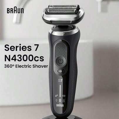  Braun Series 7 Electric Razor For Men, Wet & Dry, Electric Razor, Rechargeable, Cordless Foil Shaver With Face Cleaning Brush And Charging Stand (Including Philips Conversion Plug Can Be Used For Global Charging)