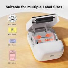 ORICO - Portable Mini Thermal Label Printer, Wireless Label Printer With 1 Roll Of 50*30mm/19.6"*11.8" Label Paper; Label Printer Comes With 1/4/6 Rolls Of Label Paper; Thermal Self-Adhesive Labels; Ink-Free Printing; Supports Thermal Label Sizes 20~56mm/7.8"~22"; Compatible With IOS And Android. - White - View 4