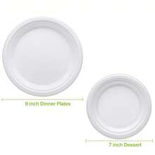 2/10/25/50/100个装加厚圆形一次性餐盘 - 微波炉适用，不油腻，7英寸/9英寸多种数量可选，可重复使用且易于清洁。适用于烧烤、派对、餐饮服务 - 可盛放冷热食物，是新年送礼佳品。 - 白色 - 查看 11