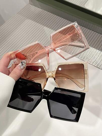 3pcs Casual Square Frame Fashion Glasses, Y2K Fashion Summer Beach Travel Party Gift, Versatile Daily Wear Women Glasses Set