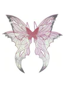 Butterfly Wing For Women, Double Layered Glitter Cutout Sheer Fairy Wings Halloween Cosplay Supplies - Black - View 8