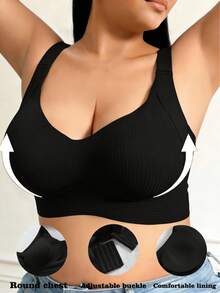 Adjustable Women's Bra, Supportive Plus Size Underwire Bra, Prevents Sagging - Black - View 2
