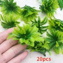 20株仿真植物，4层椰子叶，迷你仿真花树模型，假植物，仿真迷你树，适用于母亲节装饰、毕业典礼装饰、桌面家居装饰、各种房间装饰、花园火车轨道装饰、景观模型、手工盆景装饰、仙女花园装饰 - 彩色 - 查看 12