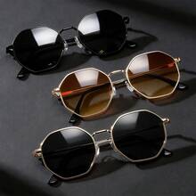 3pcs Polygon Frame Lightweight Futuristic Fashion Glasses, Suitable For Vacation, Driving, Beach Travel, Gifts - Multicolor - View 11