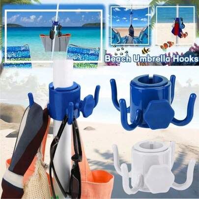 1 pieza Gancho de sombrilla de playa de plástico, de plástico ABS duradero, puede colgar toallas/sombreros/ropa/cámaras/gafas de sol/bolsas y otros accesorios