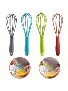 1pc Colorful Mini Silicone Whisk, Manual Cream & Egg Mixer, Home Kitchen Baking Tool - Upgraded Version In Multiple Colors - View 7
