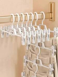1pc/5pcs/10pcs Set, Pants Hangers, Seamless Non-Slip Adjustable Wardrobe Pants Hangers, Home Closet Storage, Suitable For Christmas, Thanksgiving, Valentine's Day - White - View 2