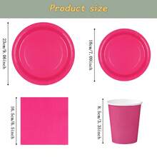 粉色一次性餐具套装，7/9英寸派对餐盘，一次性纸盘、纸杯、餐巾纸，适用于节日、婚礼、订婚、生日、派对、庆典等场合。 - 多色 - 查看 2