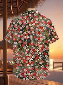 Pattern Of Blooming Cherry Blossoms Symbolizing Vitality Renewal And Harmony In Nature 3D Printed Floral Casual Button Up Short Sleeve Men Shirt Summer Beachwear - trắng - Xem 3