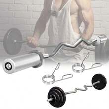 Barra Olimpica de Ejercicio Profesional 1.2M Poste de Levantamiento de Pesas con 2 Clips de Resorte Acero Sólido Dumbbell Bar para Entrenamiento de Fuerza en Casa o en el Gimnasio - Varilla Doblada - Ver 8