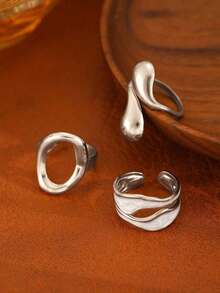 RAYQUEEN 3件套不锈钢时尚开口戒指套装，适合日常佩戴和节日送礼 - 套裝 - 查看 9