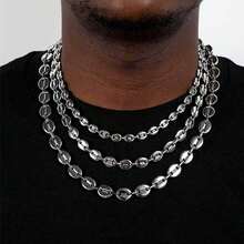 1 chiếc vòng tay/dây chuyền hình hạt cà phê bằng thép không gỉ, trang sức cá nhân hóa phong cách hip hop rock bạc, unisex. - Dây chuyền inox hình hạt cà phê - Xem 5