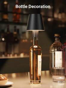 1pc LED Wine Bottle Lamp, Portable Table Light With Adjustable Dimmer, Transform Your Space From Romantic Restaurant To Cozy Bedroom, Perfect For Outdoor, Bar, Party & Bedside - Black - View 2