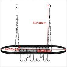 Pots And Pans Hanging Rack, Heavy-Duty Metal Pan Rack Hanger Organizer With 10 Hooks, Hanging Pot Rack Ceiling Mount For Kitchen Cookware Utensils Toiletries (80cm) - 80cm - View 2