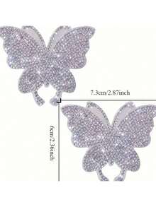 1pc Shimmering Crystal Butterfly Car Sticker - Adhesive, Reusable, And Sparkling For All Vehicle Surfaces - Butterfly - View 6