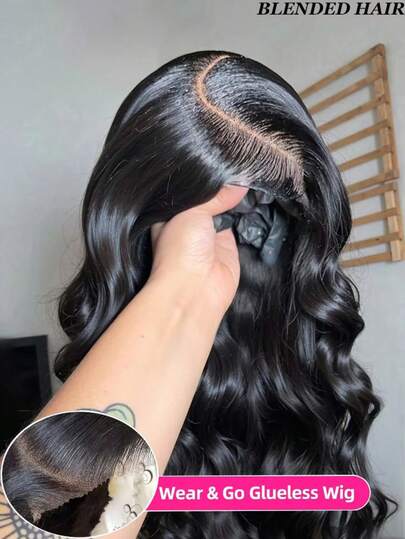 28 Inch 13x4 Transparent Lace Front Wigs Human Frontal Hair Wigs 5x5 200% Density Wear And Go Glueless Wigs Brazilian Virgin Blended Hair Pre Plucked Pre Cut Body Wave For Women No Glue Lace Front Closure Ready To Wear Wigs Natural Black Color