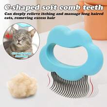 1pc Multi-Functional Cat Grooming Tool - Cloud Shell Brush, 3-In-1 Design For Brushing, Deshedding & Massaging, Effectively Removes Loose Fur, Gentle On Skin To Soothe Pets, Suitable For Short & Long Haired Cats, Practical Home Pet Cleaning & Grooming Accessory. - Multicolor - View 4