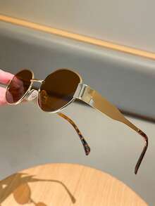2 piezas Gafas de mujer, con marcos metálicos ovalados/poligonales, adecuadas para uso diario y actividades al aire libre - Multicolor - Ver 3