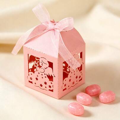 Pink Sakura Angel Star Hollow Candy Box, Religious Ceremony Communion Favor