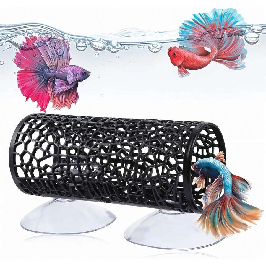 1pc Betta Fish Toys Hammock And Betta Tunnel, Aquarium Decor For Small Fish & Shrimp, Bettas Tank Accessories With Suction Cups, Perfect Hideout And Play Area For Bettas,Aquarium Pet Fish Accessories,Fish Tank Decorations