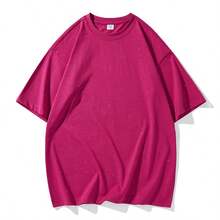 GRDR Men's All-Match Shiny Star Round Neck Short Sleeve T-Shirt, White Starry Casual Versatile Top, Breathable & Moisture-Wicking Comfortable, Spring/Summer - Hot Pink - View 5
