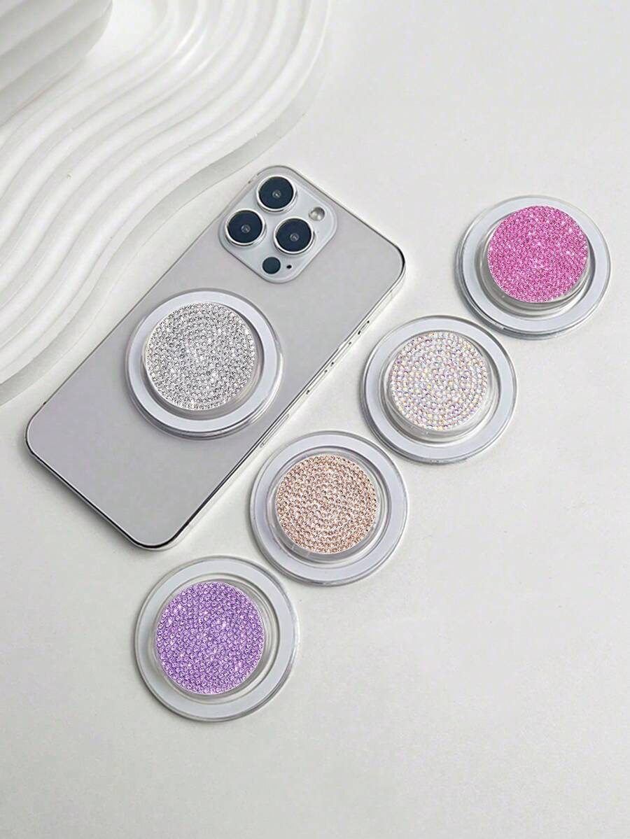 Bling Magnetic Phone Holder, Retractable Rhinestone Phone Stand, Luxury Rhinestone MagSafe Phone Accessory - Multicolor - View 1