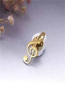 1pc Casual Stainless Steel Fashion Music Note Unisex Brooch, Shirt/Suit Lapel Pin Accessory, Gift For Music Lovers - Multicolor - View 4