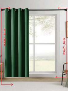 1pc/2pcs Solid Color Polyester Curtains, Energy Blackout Light Blocking Thermal Insulated Curtains For Kitchen, Dining Room, Living Room, Bedroom, Study Room In Black, Deep Grey - Dark Green - View 15