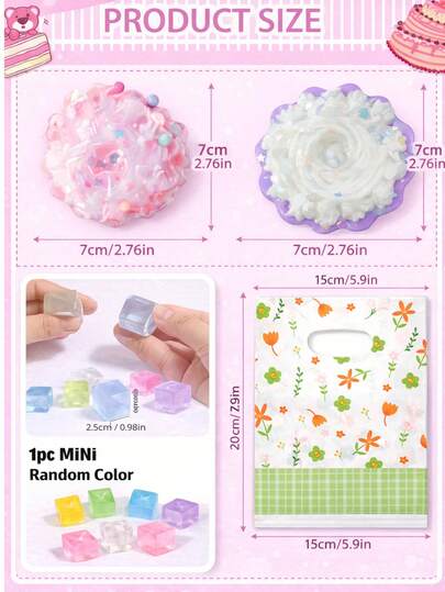 可爱柔软的捏捏乐蛋糕玩具 - 超柔软TPR减压挤压蛋糕，慢回弹，减压玩具，非常适合青少年和办公室娱乐，节日/派对/生日礼物（颜色和款式随机）