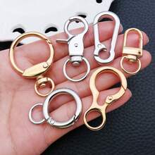 5/10pcs Silver Golden Metal Heart Star Round Carabiner Keychain Clips Swivel Lobster Clasp Hooks For DIY Jewelry Making Accessories - Multicolor - View 3
