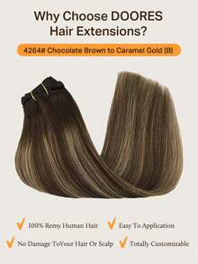 Bộ 4 kẹp tóc nối DOORES thẳng, 100% tóc thật tự nhiên, tóc nối nguyên chất, kiểu dệt đôi, kẹp tóc vô hình và mềm mại, dành cho tóc mỏng, phù hợp cho cả nam và nữ, sử dụng hàng ngày, dễ dàng gắn nhanh chóng chỉ trong 3 phút, kẹp tóc nối liền mạch. - S4/26/4 - Xem 5