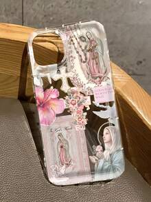 1 chiếc ốp lưng điện thoại TPU chống sốc, thẩm mỹ hình chữ thập Đức Mẹ Đồng Trinh, tối giản, cá nhân hóa, che phủ toàn diện, phù hợp với Apple 17, 16, 15, 14, 13, 12, 11 Pro Max, Air và Series - Nhiều màu - Xem 2