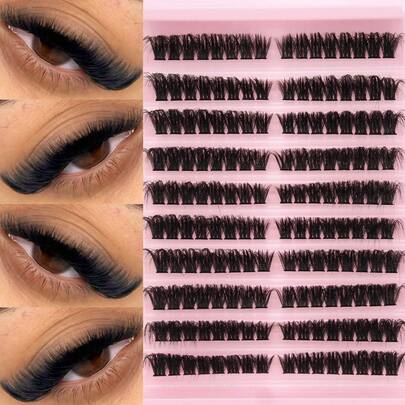 160 piezas de pestañas individuales falsas de 9-16 mm con rizo D, extensiones 100D esponjosas y voluminosas, pestañas postizas de visón sintético, reutilizables