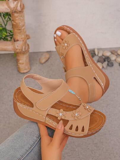 Thick-Soled Casual Outdoor Slippers, Fashion Vacation Beach Wedge Slides, Slip-On For Teenagers
