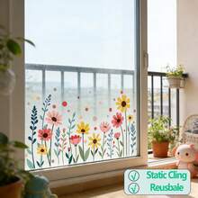2 Tờ Decal Hoa Văn Rực Rỡ - Hình dán PVC tĩnh điện có thể tái sử dụng cho cửa kính, cửa sổ và trang trí phòng ngủ trẻ em - Nhãn dán cửa sổ - Xem 4