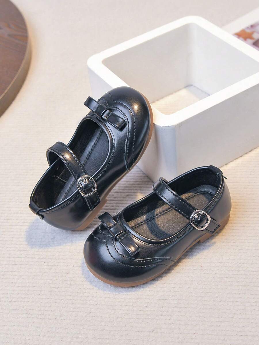 1 Pair Girls' Strap Bowknot PU Hook And Loop Sandals, Suitable For ...