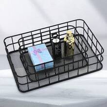 Hộp đựng đồ trang điểm vuông bằng sắt, dung tích lớn, đa chức năng, dùng để bàn làm việc, đựng dụng cụ nhà bếp, cấu trúc kim loại chắc chắn, dùng để đựng đồ dùng văn phòng phẩm và học tập, rất cần thiết cho mùa tựu trường, phù hợp cho nhà bếp, trường học, phòng ngủ, phòng khách, bàn trang điểm. - màu đen - Xem 2